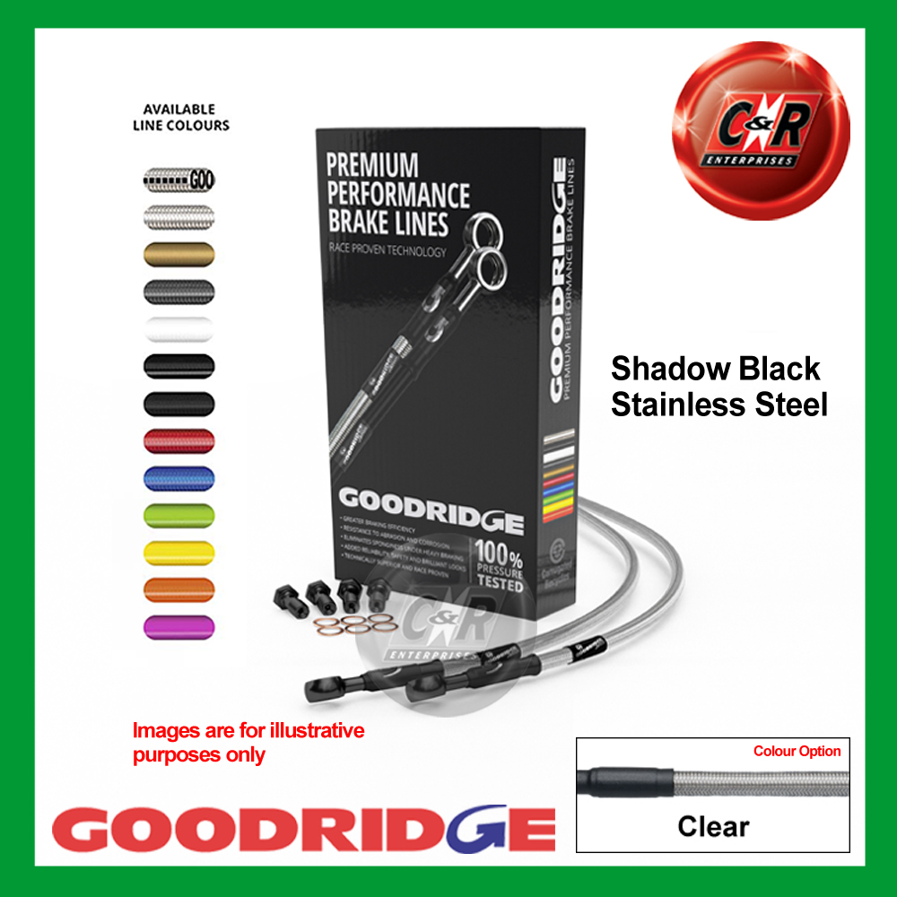 KAWASAKI KDX220 95-99 Goodridge BLK SS Clear Front Brake Hose KW0201-1FCBK