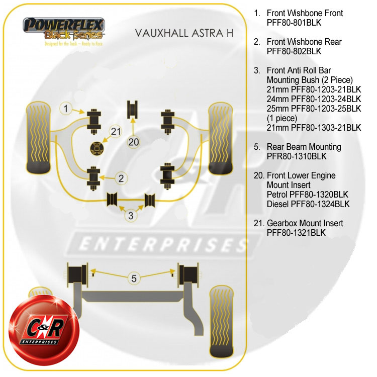 VAUXHALL ASTRA MK5 H 04-10 PFF80-1320BLK POWERFLEX BLACK Fr LOW ENGINE MOUNT